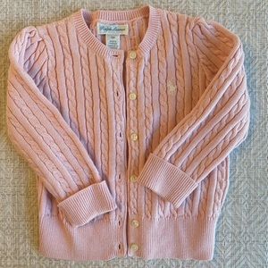 Ralph Lauren Baby Cardigan Sweater Pink Cable Knit 12 months 12M Like New